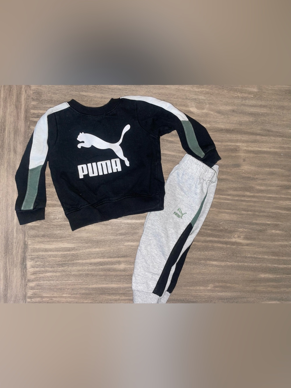 Puma Black & Gray Kids Colorblock Sweatshirt and Jogger Set